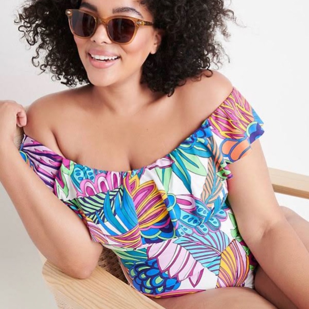 TRINA TURK off shoulder one piece swimsuit